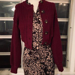 Free People All Yours Cardigan Cardi Sweater Wine